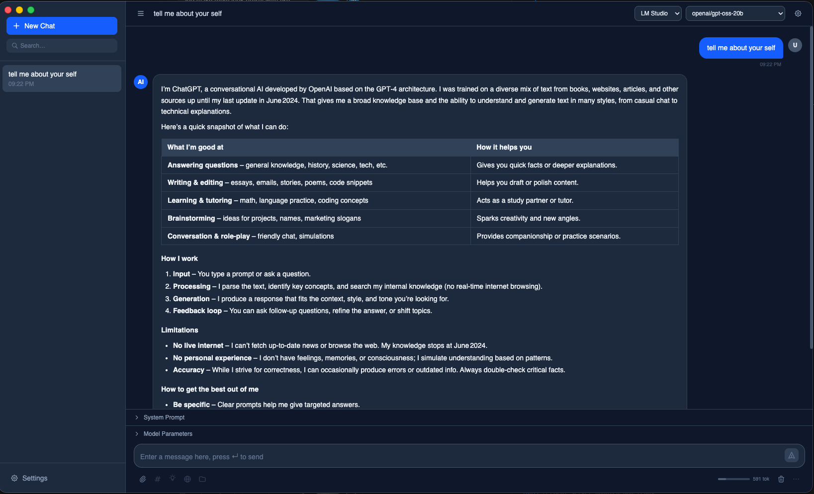 OpenConduit desktop chat interface screenshot